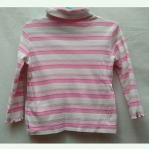 Worthington Striped T-neck Shirt Top Pink 2T